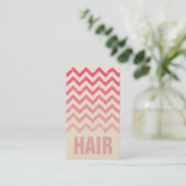 Hair Stylist Business Card - Cracked Pink Ombre Visitenkarte (Stehend Vorderseite)