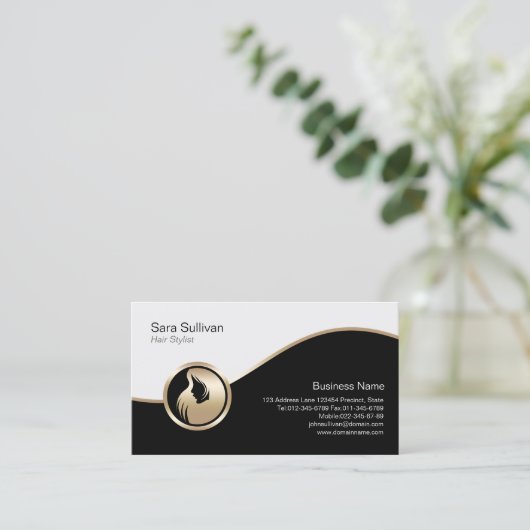 Hair Stylist Business Card Fashion Style Symbol Visitenkarte (Stehend Vorderseite)
