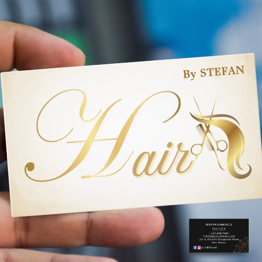 Hair Stylist Business Cards - Schwarzes Gold Scrip Visitenkarte