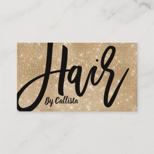 Hair Stylist Chic Gold Glitzer Moderne Typografie Visitenkarte (Vorderseite)