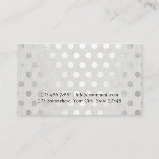 Hair Stylist Chic Silver Dots Eleganter Wäsche Visitenkarte (Rückseite)