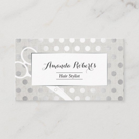 Hair Stylist Chic Silver Dots Eleganter Wäsche Visitenkarte (Vorderseite)