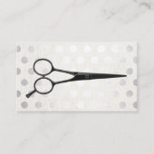 Hair Stylist Chic Silver Polka Dots Elegant Linen Visitenkarte (Vorderseite)