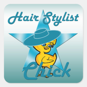 Hair Stylist Chick #7 Quadratischer Aufkleber