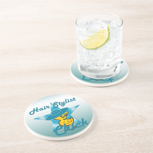 Hair Stylist Chick #7 Sandstein Untersetzer (Seite)