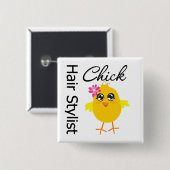 Hair Stylist Chick Button (Vorne & Hinten)