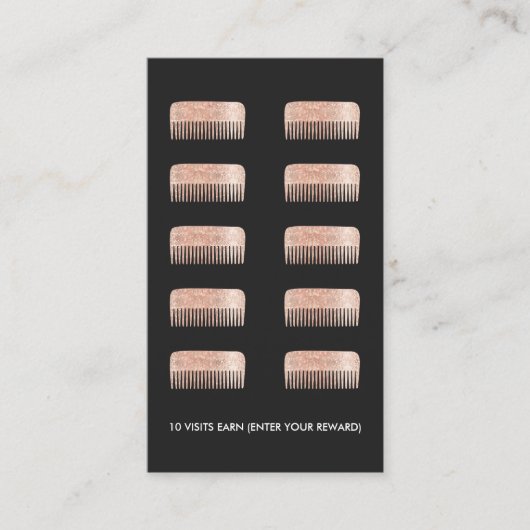 Hair Stylist Comb 10 Punch Customer Loyalty Card Treuekarte (Vorderseite)