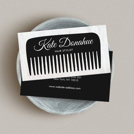Hair Stylist Comb Beauty Salon Wood Business Card Visitenkarte