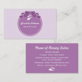 Hair Stylist Country Style Lila Gingham und Bow Visitenkarte (Vorne/Hinten)