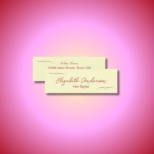 Hair Stylist Cream und Red Handwriting Script Telefonnummerkarte