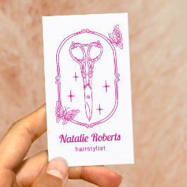 Hair Stylist Cute Scissor & Butterfly Beauty Salon Visitenkarte