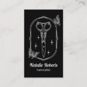 Hair Stylist Cute Scissor & Butterfly Doodle Black Visitenkarte (Vorderseite)