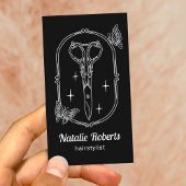 Hair Stylist Cute Scissor & Butterfly Doodle Black Visitenkarte