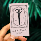 Hair Stylist Cute Scissor Doodle Blush Pink Photo Visitenkarte