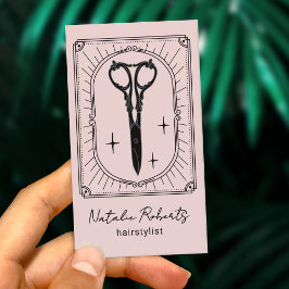 Hair Stylist Cute Scissor Doodle Blush Pink Photo Visitenkarte