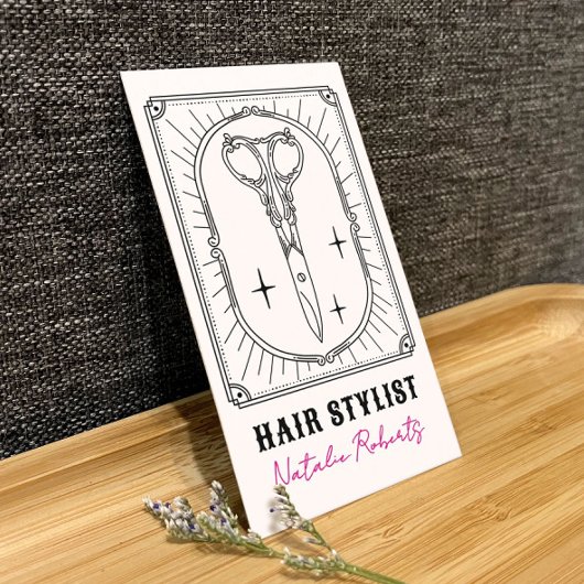 Hair Stylist Cute Scissor Doodle Custom Photo Visitenkarte
