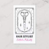 Hair Stylist Cute Scissor Doodle Custom Photo Visitenkarte (Vorderseite)
