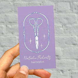 Hair Stylist Cute Scissor Doodle Lavender Salon Visitenkarte