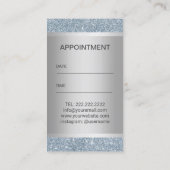 Hair Stylist Dusty Blue Silver Glitzer Ernennung Terminkarte (Rückseite)