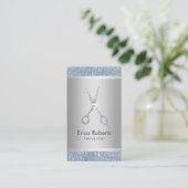 Hair Stylist Dusty Blue Silver Glitzer Ernennung Terminkarte (Stehend Vorderseite)