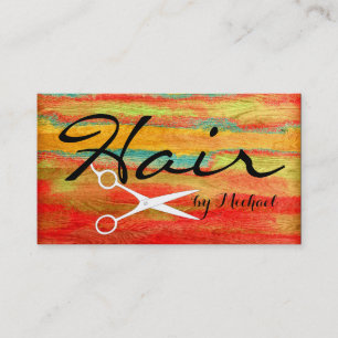 Hair Stylist Elegant farbenfroh Modernes Holz Look Visitenkarte