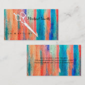 Hair Stylist Elegant Modernes, farbenfrohes Holz # Visitenkarte (Vorne/Hinten)