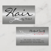 Hair Stylist Elegante Edelstahl Visitenkarte (Vorne/Hinten)