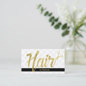 Hair Stylist Elegante Gold Script Moderne Visitenkarte (Stehend Vorderseite)