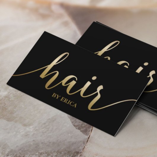 Hair Stylist Elegante Gold Script Typografy Salon Visitenkarte