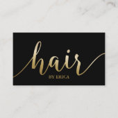 Hair Stylist Elegante Gold Script Typografy Salon Visitenkarte (Vorderseite)