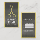 Hair Stylist Elegante Imitate Goldene Schere Schwa Terminkarte (Vorne/Hinten)