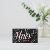 Hair Stylist Ernennung Classy Script Dunkle Marmor Terminkarte (Stehend Vorderseite)