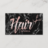 Hair Stylist Ernennung Classy Script Dunkle Marmor Terminkarte (Vorderseite)