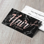 Hair Stylist Ernennung Classy Script Dunkle Marmor Terminkarte