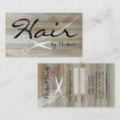 Hair Stylist Ernennung Holzkörner Hintergrund #2 Terminkarte (Vorne/Hinten)