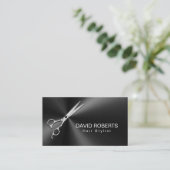 Hair Stylist Ernennung Modernes Black Metallic Terminkarte (Stehend Vorderseite)