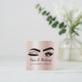 Hair Stylist Eyelash Lashes Glitzer Rose Gold Pink Quadratische Visitenkarte (Stehend Vorderseite)