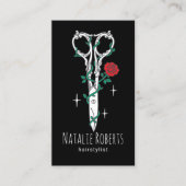 Hair Stylist Fairy Tale Schere Doodle Black Salon Visitenkarte (Vorderseite)