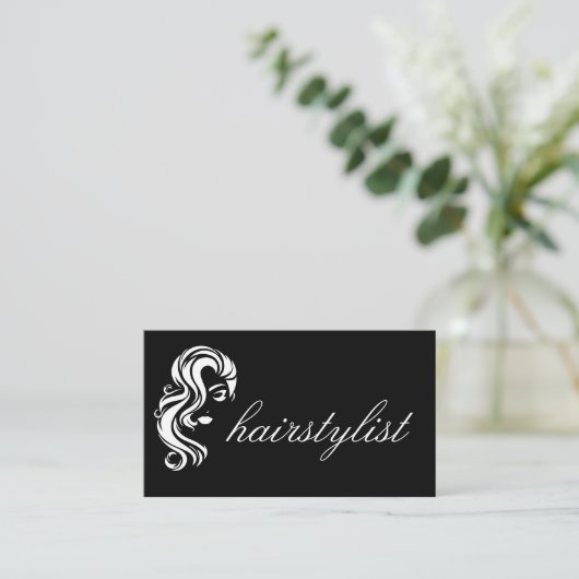 Hair Stylist | Frauen-Beauty-Logo Visitenkarte (Stehend Vorderseite)