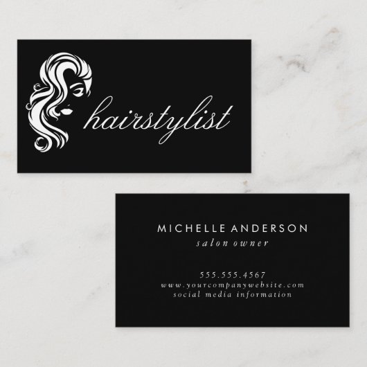 Hair Stylist | Frauen-Beauty-Logo Visitenkarte (Vorne/Hinten)