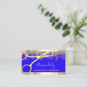 Hair Stylist Friseur Holograph Tropfen QR Blue Visitenkarte (Stehend Vorderseite)