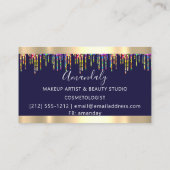 Hair Stylist Friseur Holograph Tropfens Blue Navy Visitenkarte (Rückseite)