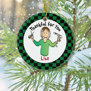 Hair Stylist Gift Idea for her - Personalisiert  Keramik Ornament