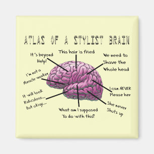 Hair Stylist Gifts "Atlas of a Stylist Brain" Magnet