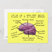Hair Stylist Gifts "Atlas of a Stylist Brain" Postkarte (Vorne/Hinten)