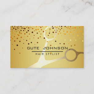 Hair Stylist Glitzer Confetti Fashion Gold Imitate Visitenkarte