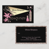 Hair Stylist Glitzer Shiny Schere Blume Schönheit Visitenkarte (Vorne/Hinten)