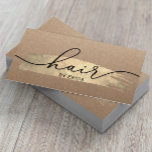 Hair Stylist Gold Brush Stroke Salon Rustic Kraft Visitenkarte<br><div class="desc">Hair Stylist Minimalistisch Script Gold Pinsel Stroke Salon Business Cards.</div>