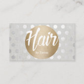 Hair Stylist Gold Circle Silver Dots Moderne Visitenkarte (Vorderseite)