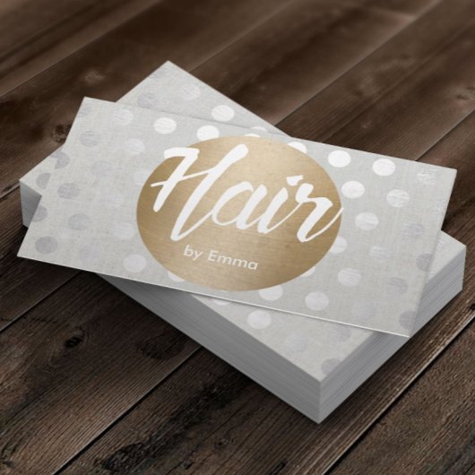 Hair Stylist Gold Circle Silver Dots Moderne Visitenkarte